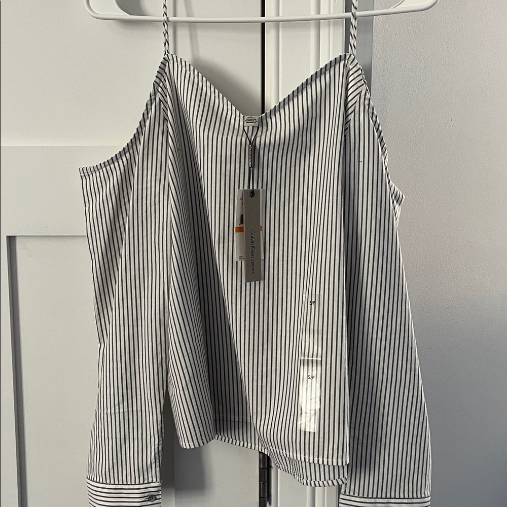 Calvin Klein Black and White Striped Top